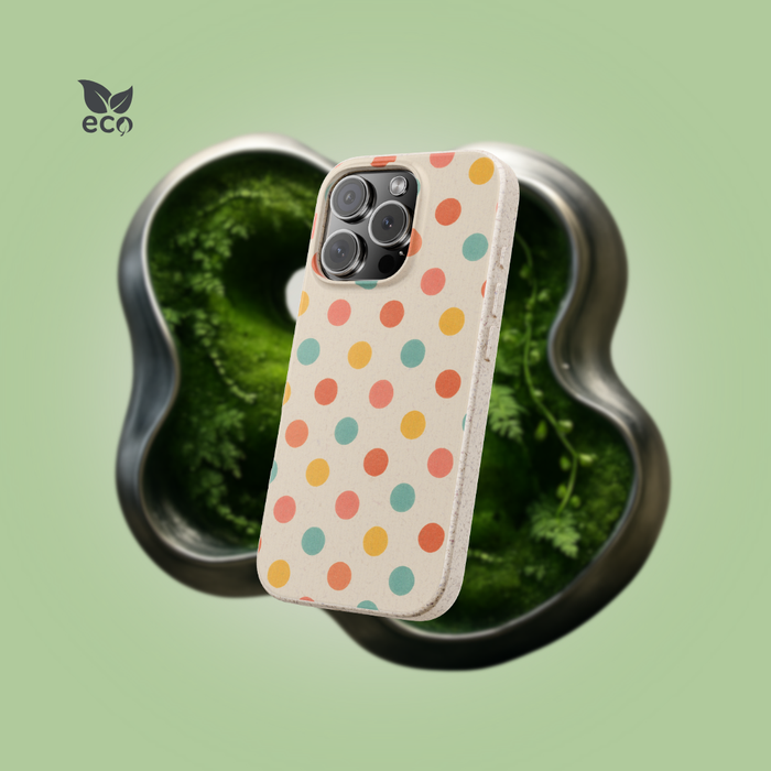 Colorful Polka Dots on White Canvas